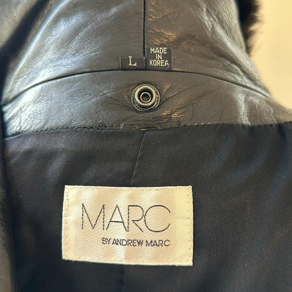 Vintage Marc by Andrew Marc Leather Jkt, lined w/removable NZ Opossum fur vest - Picture 9 of 13